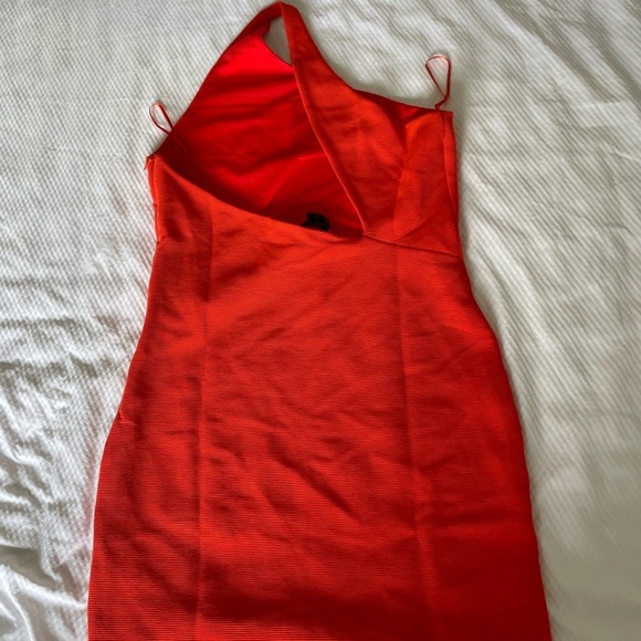 NBD Orange Red Asymmetrical One-Shoulder Bodycon Dress - Picture 9 of 12